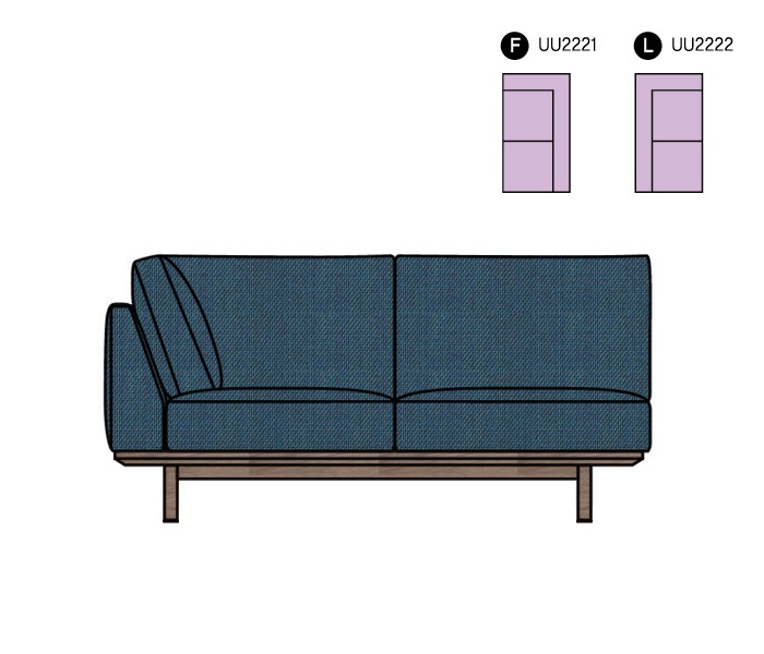 가리모쿠 UU22 소파 : (F)우_(L)좌 2인용 코너형 암 소파(W1640) / KARIMOKU UU22 sofa : (F)Right_(L)Left arm two seatear corner sofa(W1640)